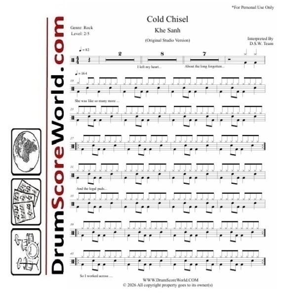 Cold Chisel – Khe Sanh | Drum Sheet - FREE 